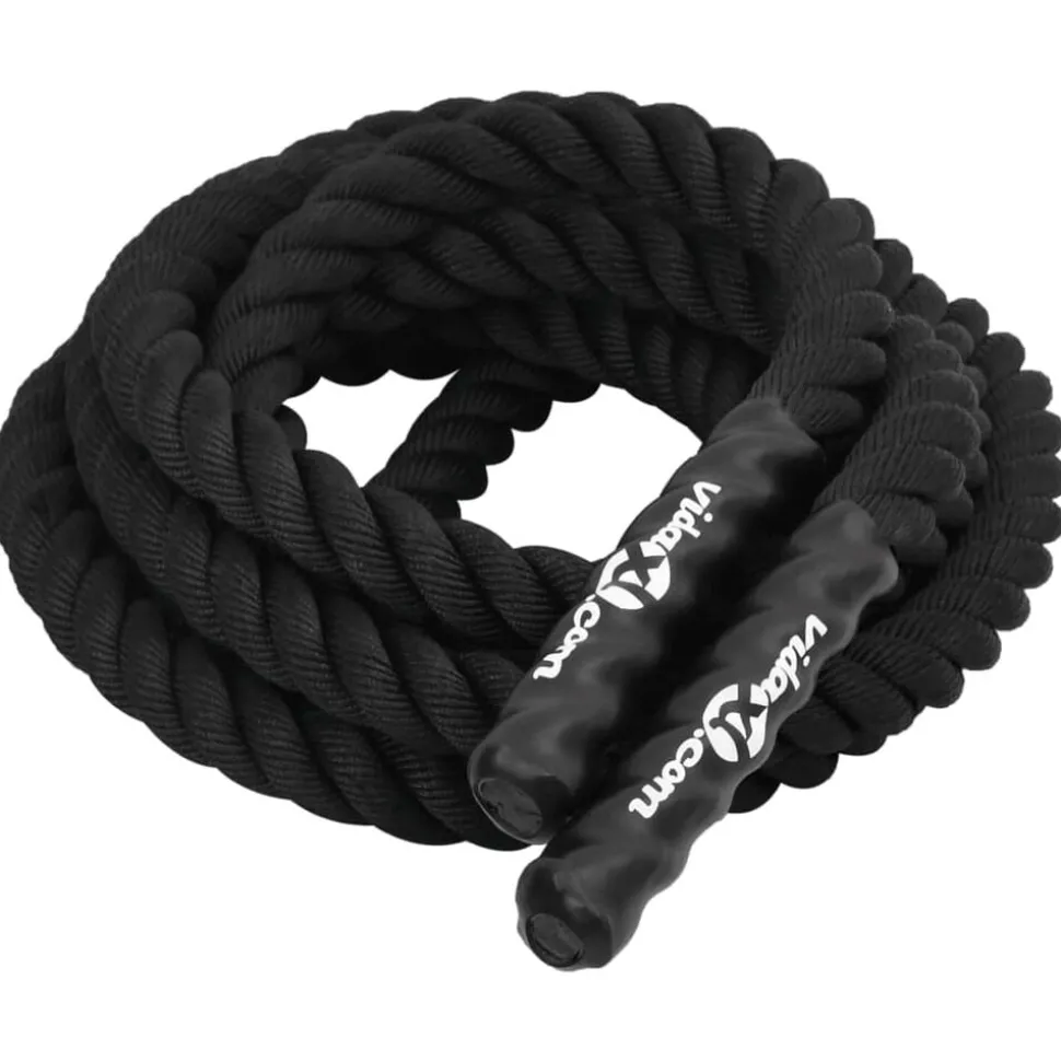 vidaXL Battle Rope Zwart 6 m 4,5 kg Polyester