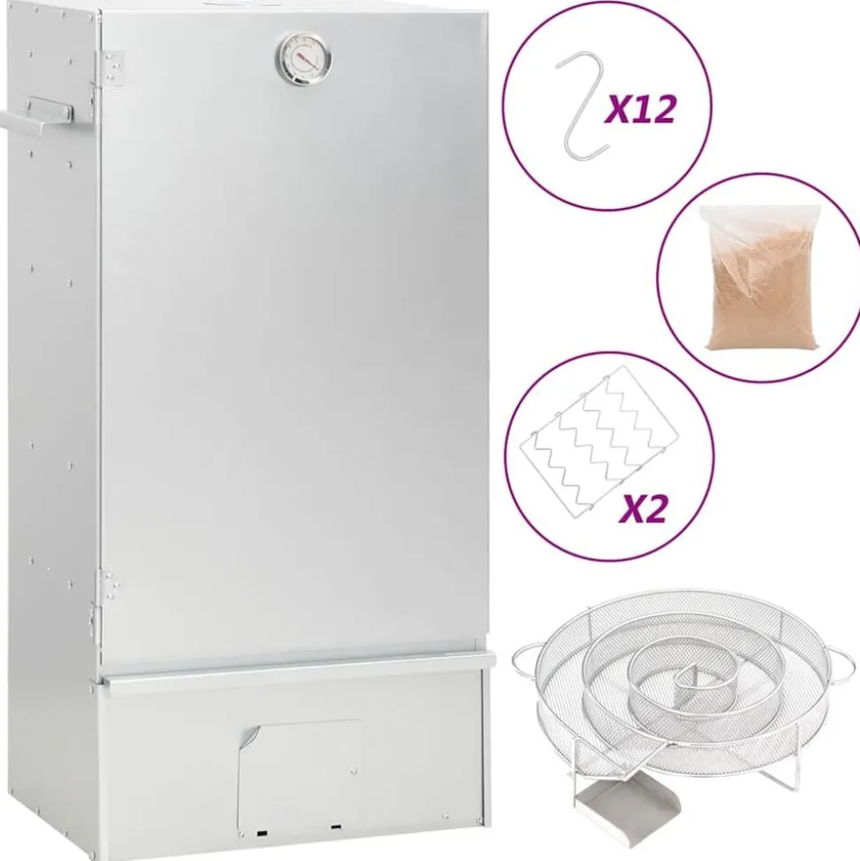 vidaXL BBQ-rookoven met koude rookgenerator gegalvaniseerd staal