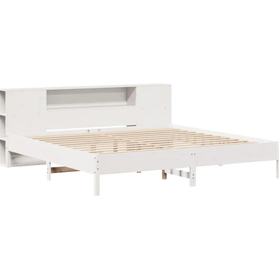 vidaXL Bed met boekenkast zonder matras grenenhout wit 200x200 cm
