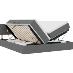 vidaXL Bed met LED-striplichten Donkergrijs 180 x 200 cm Stof