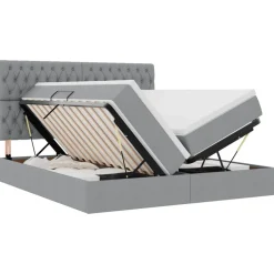 vidaXL Bed met LED-stripverlichting Lichtgrijs 180 x 200 cm Stof