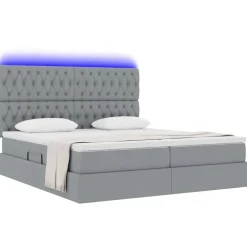 vidaXL Bed met LED-stripverlichting Lichtgrijs 180 x 200 cm Stof