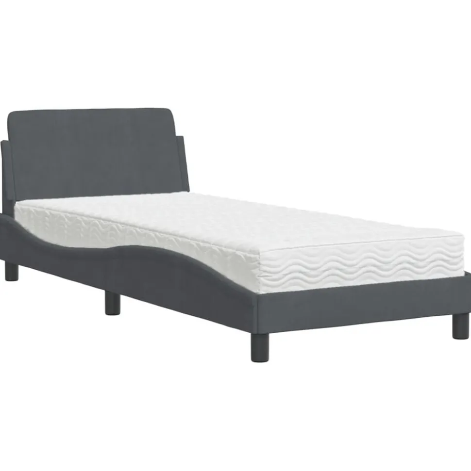 vidaXL Bed met matras "Dover" fluweel donkergrijs 80x200 cm