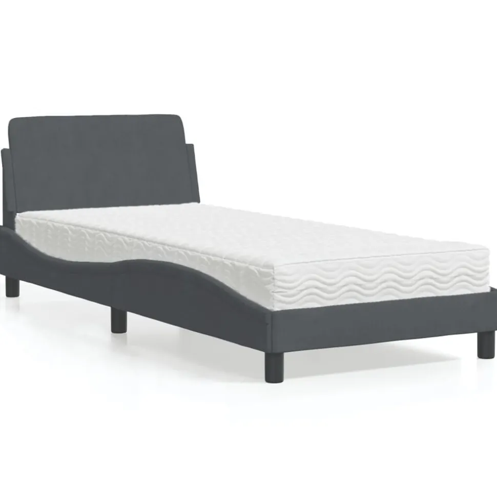 vidaXL Bed met matras "Dover" fluweel donkergrijs 80x200 cm