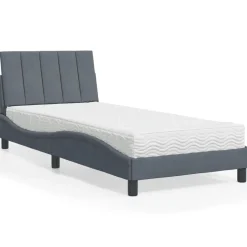 vidaXL Bed met matras "Hanko" fluweel donkergrijs 80x200 cm