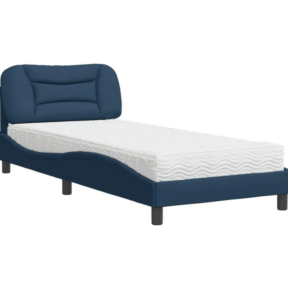 vidaXL Bed met matras "Hvar" stof blauw 80x200 cm