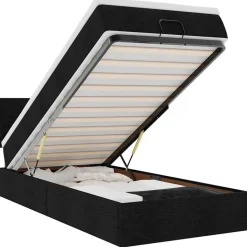vidaXL Bed poef met matras en LED's 80x200 cm stof zwart
