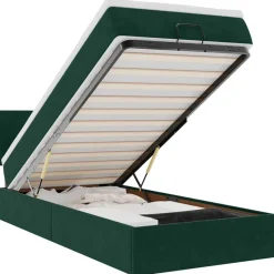 vidaXL Bed poef met matras en LED's 80x200cm fluweel donkergroen