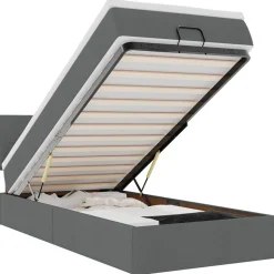 vidaXL Bed poef met matras en LED's stof 80x200 cm donkergrijs