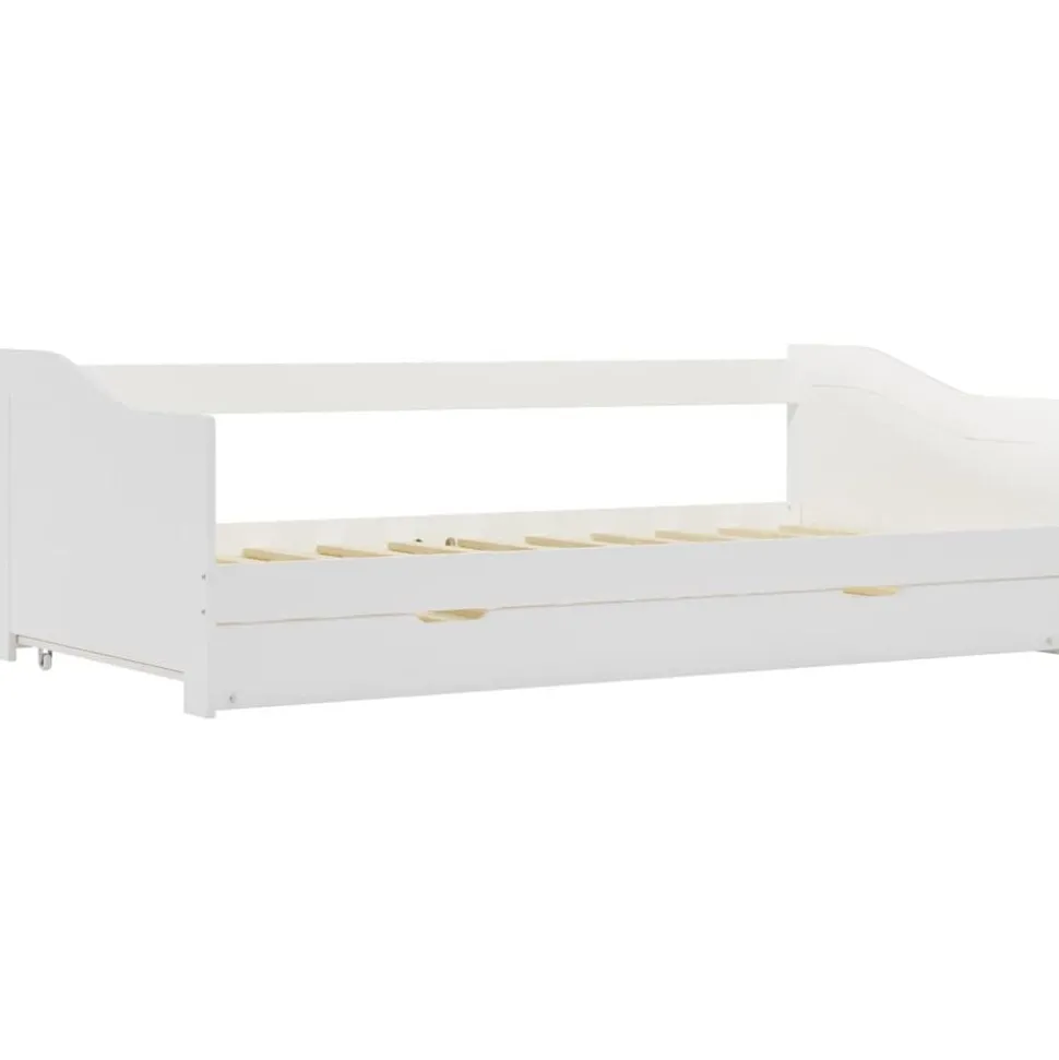 vidaXL Bedbank uittrekbaar grenenhout wit 90x200 cm