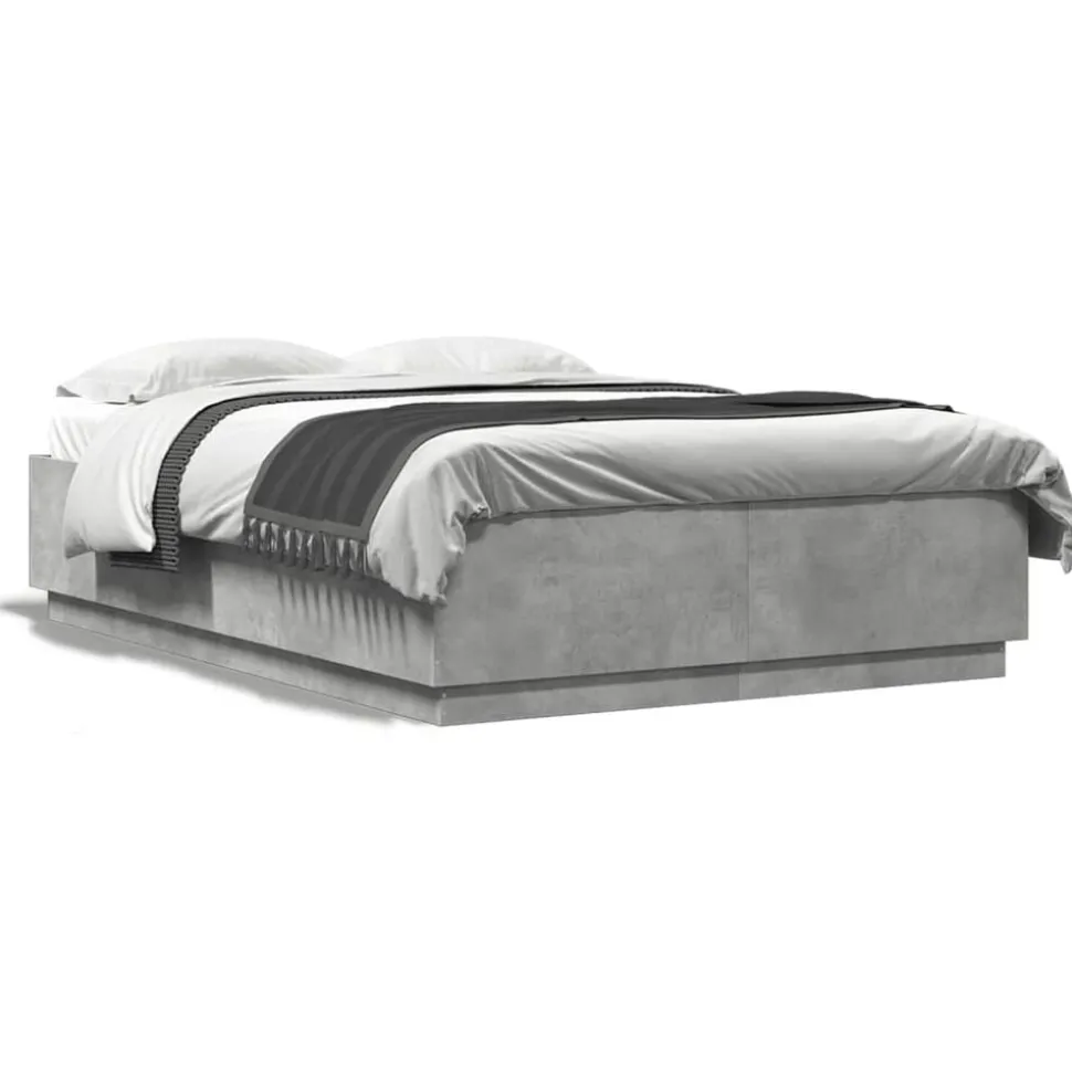 vidaXL Bedframe bewerkt hout betongrijs 160x200 cm