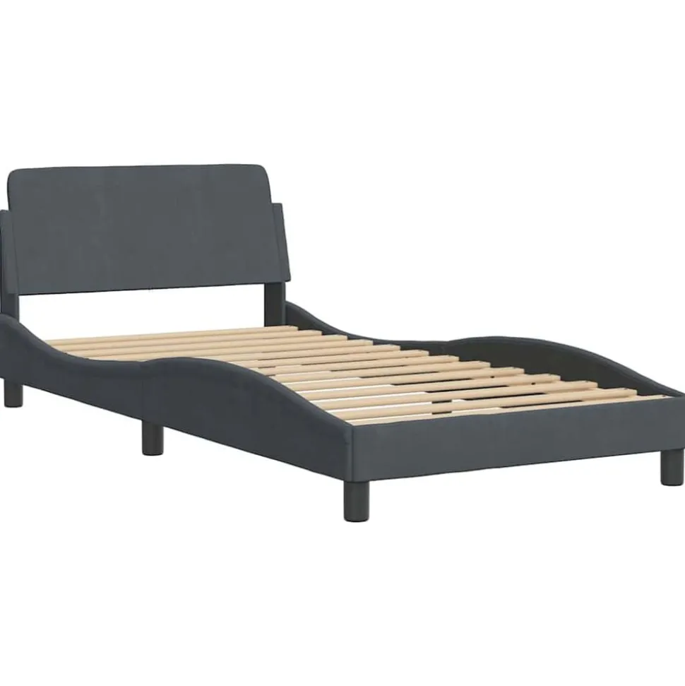 vidaXL Bedframe "Dover" fluweel donkergrijs 100x203 cm