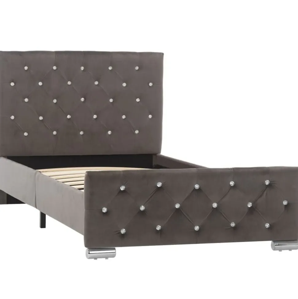 vidaXL Bedframe fluweel grijs 90x200 cm