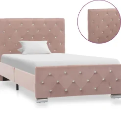 vidaXL Bedframe fluweel roze 90x200 cm