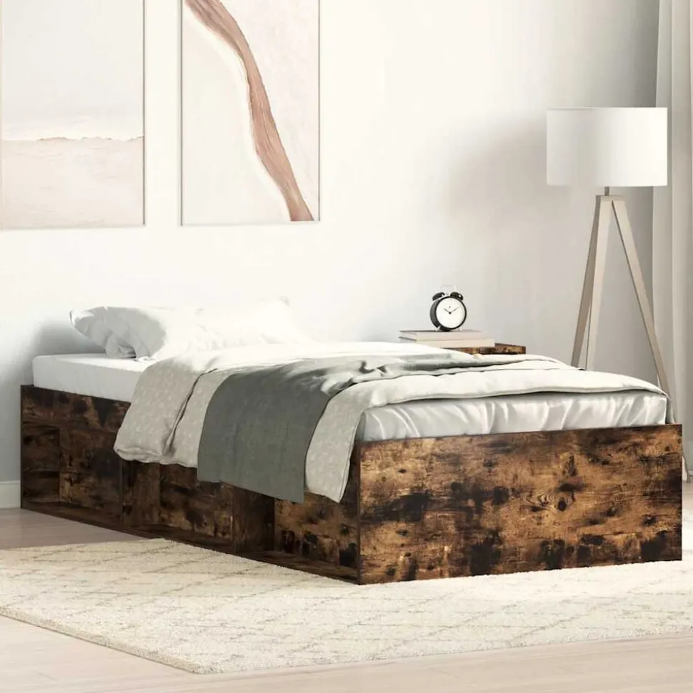 vidaXL Bedframe gerookt eikenkleurig 90x200 cm