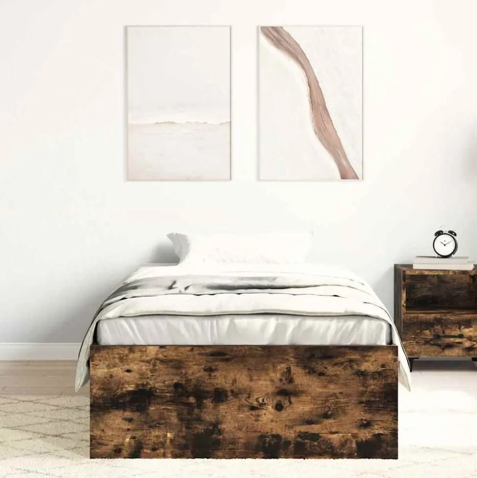 vidaXL Bedframe gerookt eikenkleurig 90x200 cm