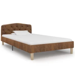 vidaXL Bedframe kunstsuède bruin 90x200 cm