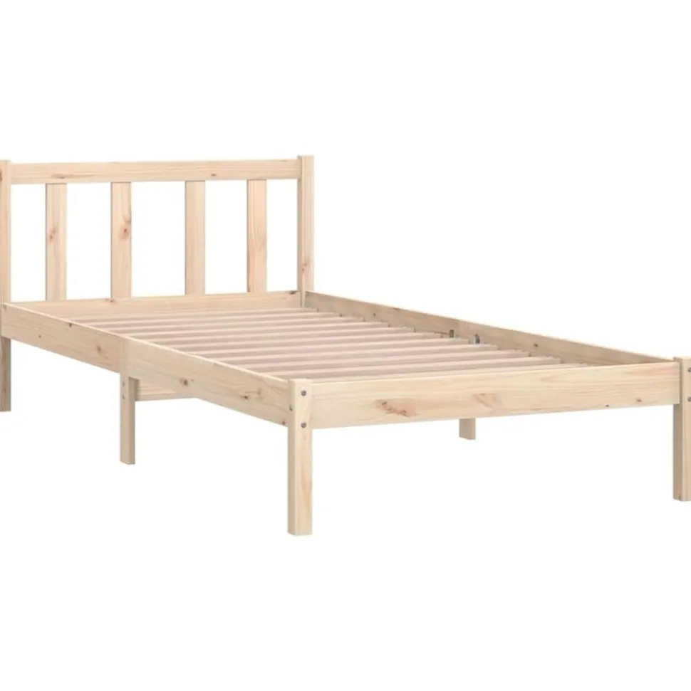 vidaXL Bedframe massief grenenhout zwart 75x190 cm