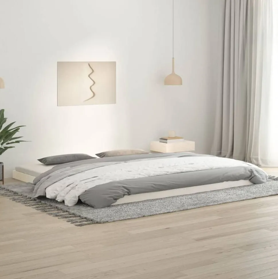 vidaXL Bedframe massief grenenhout wit 200x200 cm