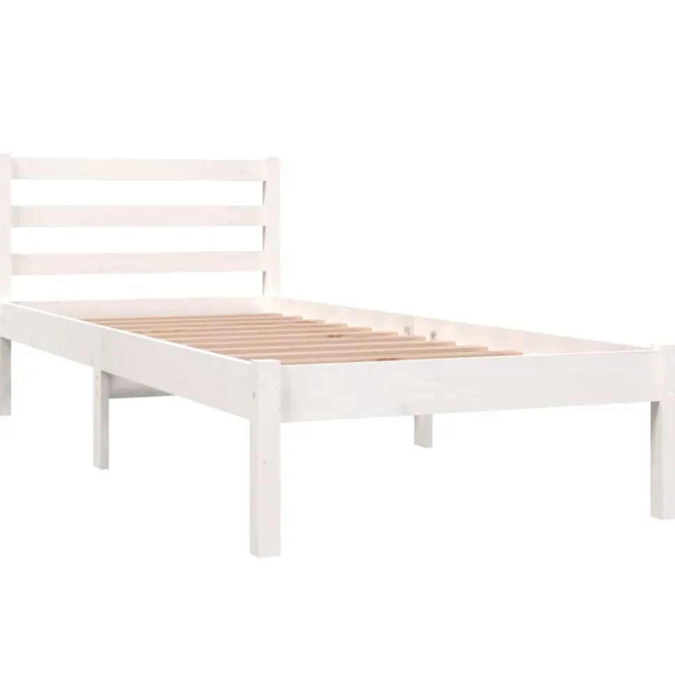 vidaXL Bedframe massief grenenhout wit 75x190 cm