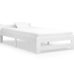 vidaXL Bedframe massief grenenhout wit 90x200 cm