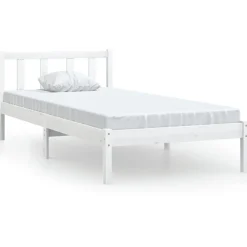 vidaXL Bedframe massief grenenhout wit 75x190 cm