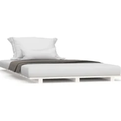 vidaXL Bedframe massief grenenhout wit 90x200 cm
