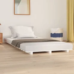 vidaXL Bedframe massief grenenhout wit 90x200 cm