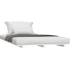 vidaXL Bedframe massief grenenhout wit 90x200 cm