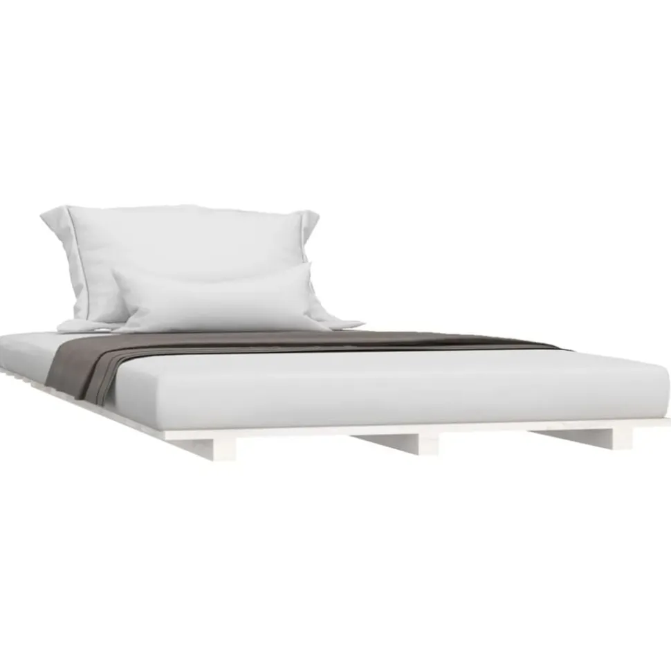vidaXL Bedframe massief grenenhout wit 90x200 cm