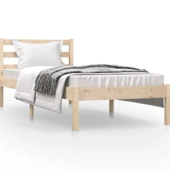 vidaXL Bedframe massief grenenhout zwart 75x190 cm