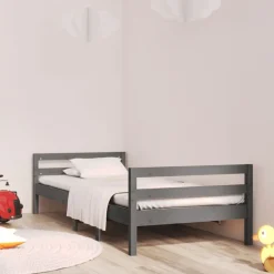 vidaXL Bedframe massief grenenhout grijs 90x200 cm