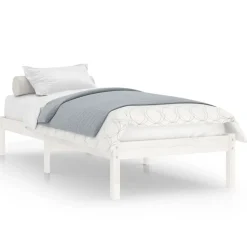 vidaXL Bedframe massief hout wit 75x190 cm