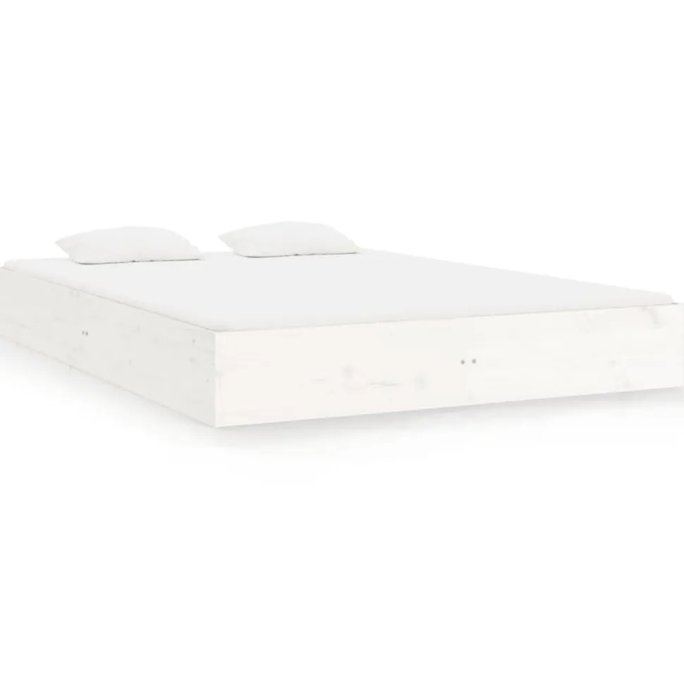 vidaXL Bedframe massief hout wit 200x200 cm