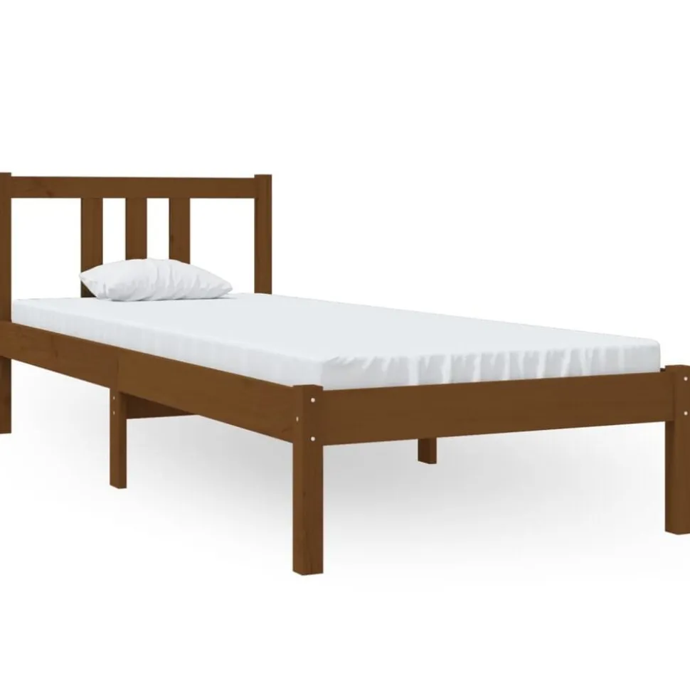 vidaXL Bedframe massief hout honingbruin 75x190 cm