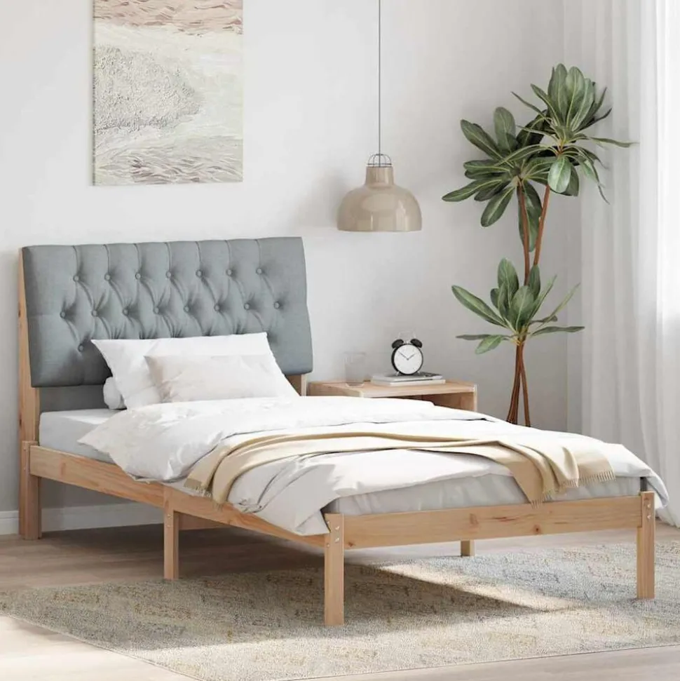 vidaXL Bedframe met Gevoerd Hoofdgedeelte Bruin 100 x 200 cm