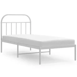 vidaXL Bedframe met hoofdbord metaal wit 90x200 cm