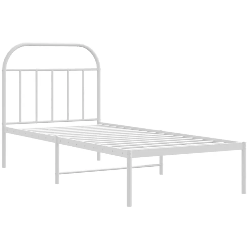 vidaXL Bedframe met hoofdbord metaal wit 90x200 cm
