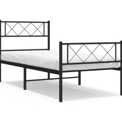 vidaXL Bedframe met hoofd- en voeteneinde metaal zwart 75x190 cm
