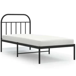 vidaXL Bedframe met hoofdbord metaal zwart 90x200 cm