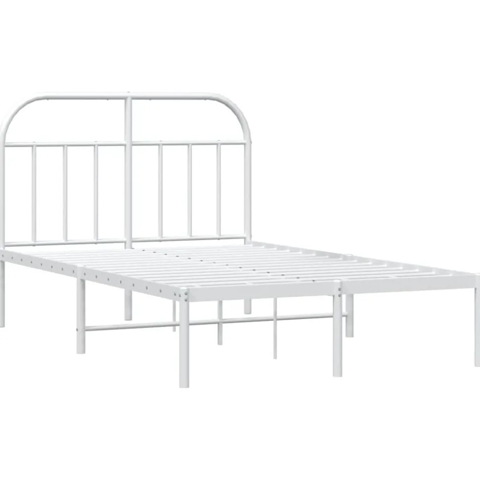 vidaXL Bedframe met hoofdbord metaal wit 120x200 cm