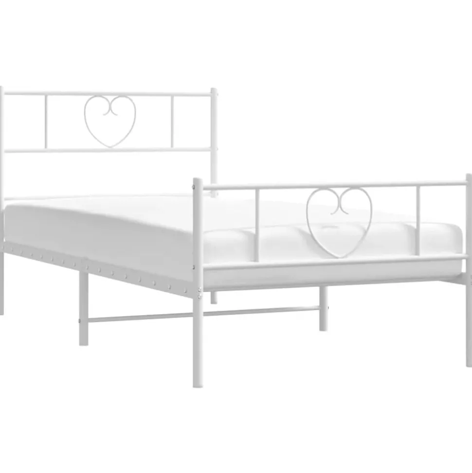 vidaXL Bedframe met hoofd- en voeteneinde metaal wit 75x190 cm