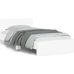 vidaXL Bedframe met hoofdbord bewerkt hout wit 100x200 cm