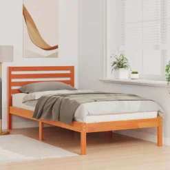 vidaXL Bedframe met hoofdeinde Wasbruin 80 x 200 cm Massief grenenhout