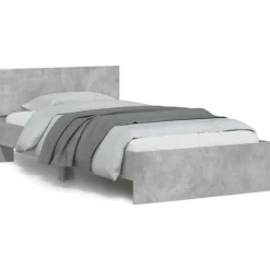 vidaXL Bedframe met hoofdbord en LED-verlichting betongrijs 100x200 cm