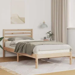 vidaXL Bedframe met hoofdeinde Bruin 80 x 200 cm Massief grenenhout