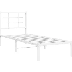 vidaXL Bedframe met hoofdbord zonder matras metaal wit 75x190 cm