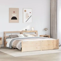 vidaXL Bedframe met hoofdbord massief grenenhout 200x200 cm