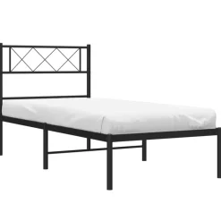 vidaXL Bedframe met hoofdbord metaal zwart 75x190 cm