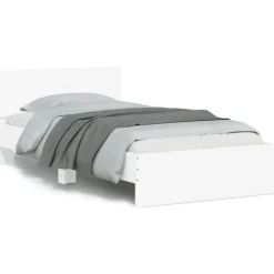 vidaXL Bedframe met hoofdbord en LED-verlichting wit 100x200 cm
